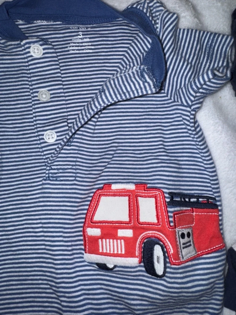 Carter's Striped Polo Romper in Blue, Pink & White